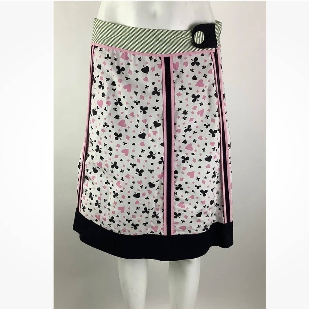 Anthropologie Sz 4 Heart Card Valentines Day Print A-Line Skirt 100% Cotton